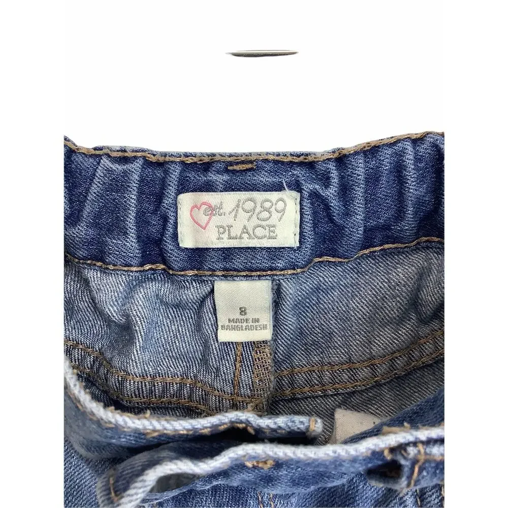 The Children's Place Embroidered Blue Denim Jean Shorts Kid's Youth Size 8